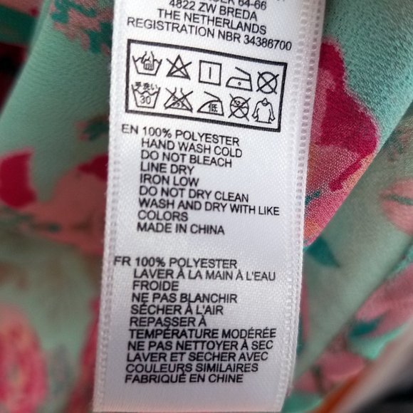 Forever 21 Women's Hi Lo Semi Sheer Turquoise Floral Shirt Top Blouse Cover Up - Picture 12 of 13